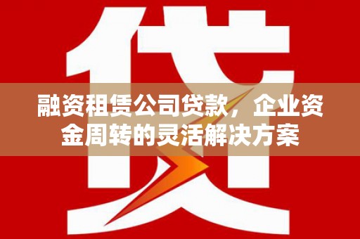 美姑融资租赁公司贷款，企业资金周转的灵活解决方案