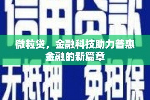 美姑微粒贷，金融科技助力普惠金融的新篇章