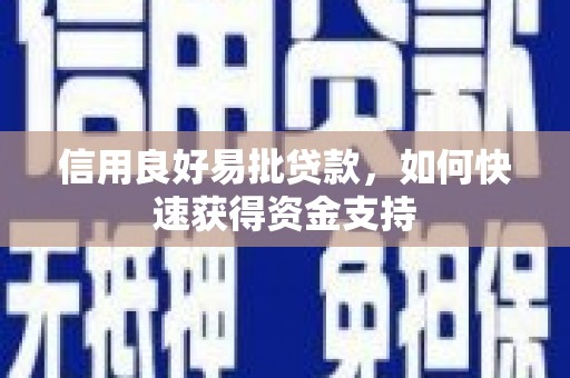 美姑信用良好易批贷款，如何快速获得资金支持