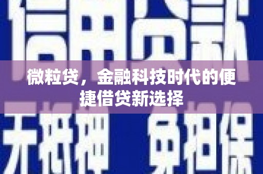 美姑微粒贷，金融科技时代的便捷借贷新选择